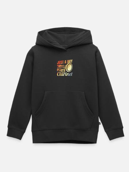 Junger Klarinettenspieler - Kinder Premium Organic Hoodie - Schwarz