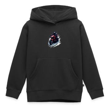 Moto sport - Sweat Premium à capuche enfant bio - noir - Devant - AI Model Kid Male (0cm)