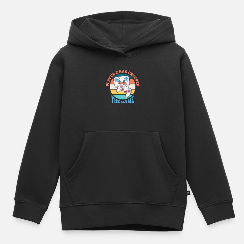 Le joueur 2 est entré dans le jeu Gamer Dad - Sweat Premium à capuche enfant bio - noir