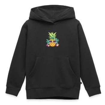 Pineapple Sunglasses Beach Hawaiian Holidays - Sweat Premium à capuche enfant bio - noir - Devant - AI Model Kid Male (0cm)