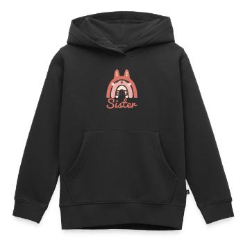 Grosse Schwester Regenbogen Hase - Kinder Premium Organic Hoodie - Schwarz - Vorne - AI Model Kid Male (0cm)