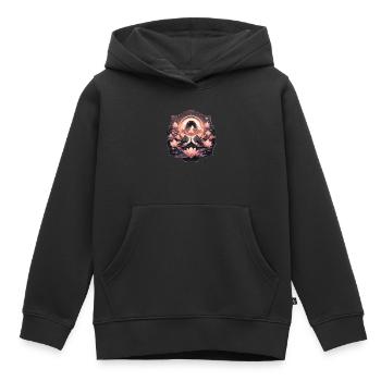 Meditation Lotusblüte Achtsamkeit Entspannung - Kinder Premium Organic Hoodie - Schwarz - Vorne - AI Model Kid Male (0cm)