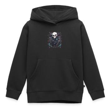 Crâne Crâne Crânes Crâne Squelette - Sweat Premium à capuche enfant bio - noir - Devant - AI Model Kid Male (0cm)