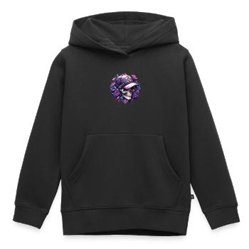 Crâne Crâne Crânes Crâne Squelette - Sweat Premium à capuche enfant bio - noir - Devant - AI Model Kid Male (0cm)