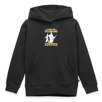 Coyote Hunt Coyote Hunter Yote - Sweat Premium à capuche enfant bio - noir - Devant - AI Model Kid Male (0cm)