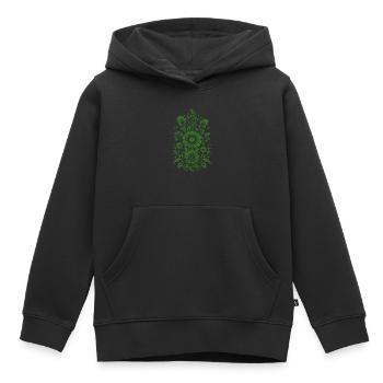 Beau motif floral vert - Sweat Premium à capuche enfant bio - noir - Devant - AI Model Kid Male (0cm)