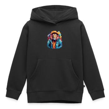 Streetstyle-Löwe | Löwen-Liebhaber - Kinder Premium Organic Hoodie - Schwarz - Vorne - AI Model Kid Male (0cm)