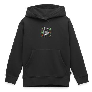 Happy Holly Days Noël festif Noël - Sweat Premium à capuche enfant bio - noir - Devant - AI Model Kid Male (0cm)