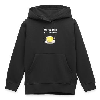 JE SUIS UN BUVEUR SECRET DE THÉ AU GINGEMBRE Ingwertee Ingwer - Sweat Premium à capuche enfant bio - noir - Devant - AI Model Kid Male (0cm)