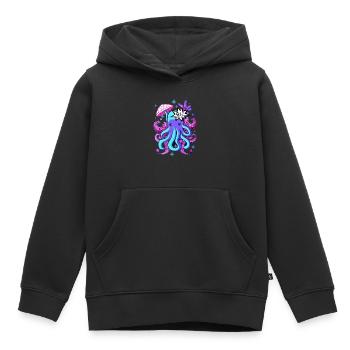Calmar de poulpe otaku Otaku Kawaii - Sweat Premium à capuche enfant bio - noir - Devant - AI Model Kid Male (0cm)