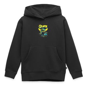 Graphique - Sweat Premium à capuche enfant bio - noir - Devant - AI Model Kid Male (0cm)