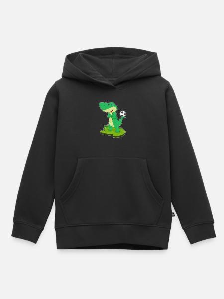 Krokodil Fußballspieler Fußball - Kinder Premium Organic Hoodie - Schwarz