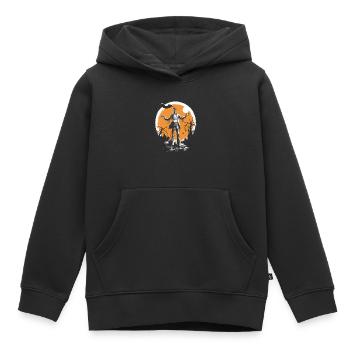 Zombie squelette avec les bras tendus devant la lune - Sweat Premium à capuche enfant bio - noir - Devant - AI Model Kid Male (0cm)