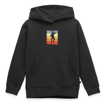 Look vintage d'escrimeur - Sweat Premium à capuche enfant bio - noir - Devant - AI Model Kid Male (0cm)