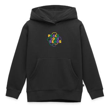 Mardi Gras Peace Love Beads - Kids Premium Organic Hoodie - black - Front - AI Model Kid Male (0cm)