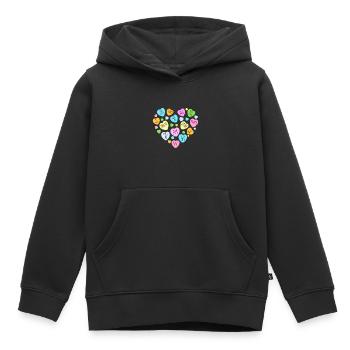 Niedliche passende Herz-Süßigkeiten Valentinstag - Kinder Premium Organic Hoodie - Schwarz - Vorne - AI Model Kid Male (0cm)