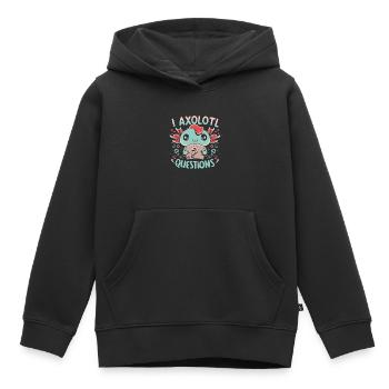 I Axolotl Questions Rétro Drôle Cadeau - Sweat Premium à capuche enfant bio - noir - Devant - AI Model Kid Male (0cm)