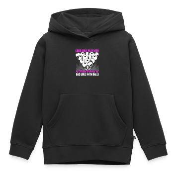 Les bonnes filles jouent avec PomPoms Billard Billi - Sweat Premium à capuche enfant bio - noir - Devant - AI Model Kid Male (0cm)