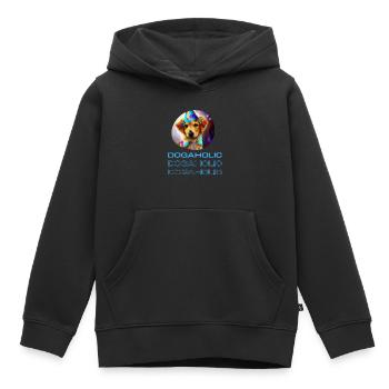 Dogaholic T-shirt Statement Tshirt für Hundefans - Kinder Premium Organic Hoodie - Schwarz - Vorne - AI Model Kid Male (0cm)