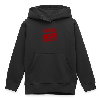 UAW streikt - Gemeinsam für einen starken Vertrag - Kinder Premium Organic Hoodie - Schwarz - Vorne - AI Model Kid Male (0cm)