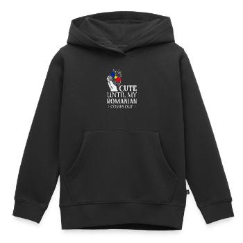 Cute Until My Romanian Comes Out Patriotic Romania - Kids Premium Organic Hoodie - black - Front - AI Model Kid Male (0cm)
