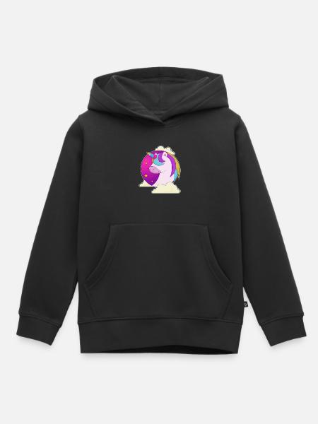 Einhorn Wolken - Kinder Premium Organic Hoodie - Schwarz