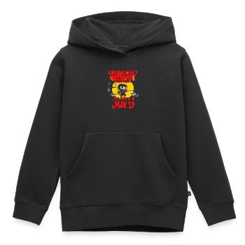 Anniversaire Ninja Juillet Bday Party Cadeau pour Bday Boy - Sweat Premium à capuche enfant bio - noir - Devant - AI Model Kid Male (0cm)