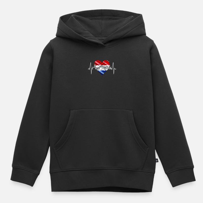 Amsterdam Skyline Pays-Bas Heartbeat Holland - Sweat Premium à capuche enfant bio - noir