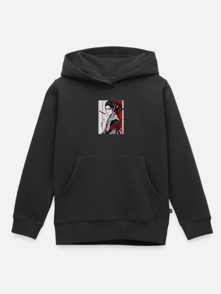 Japanese Anime-Ink Pen Art Style - Kids Premium Organic Hoodie - black