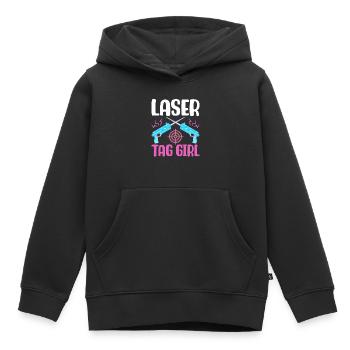 Player - Kids Premium Organic Hoodie - black - Front - AI Model Kid Male (0cm)