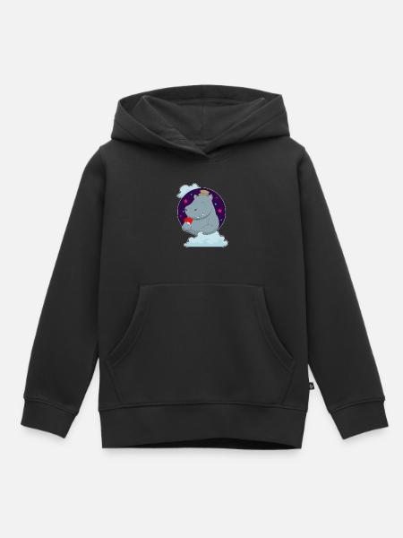 Nilpferd Poker Pokerkarten - Kinder Premium Organic Hoodie - Schwarz