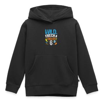 Kindergeburtstag T-Shirt Endlich Wild frech Feier - Kinder Premium Organic Hoodie - Schwarz - Vorne - AI Model Kid Male (0cm)