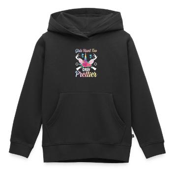Hirschjagd Mädchen Jägerin - Kinder Premium Organic Hoodie - Schwarz - Vorne - AI Model Kid Male (0cm)