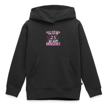 Bitte kein Neid weil ich mit 25 so gut aussehe! - Kinder Premium Organic Hoodie - Schwarz - Vorne - AI Model Kid Male (0cm)