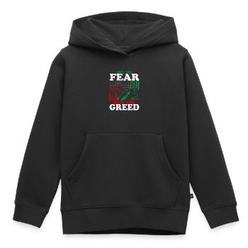 Acheter la peur Vendre la cupidité Bourse Trading T - Sweat Premium à capuche enfant bio - noir - Devant - AI Model Kid Male (0cm)