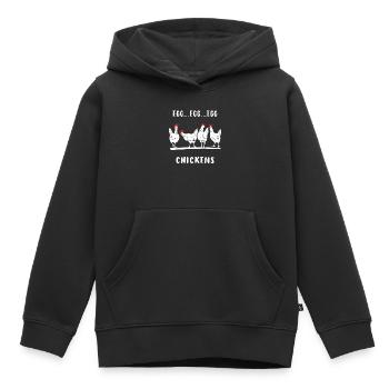 POULE OEUF POULES - Sweat Premium à capuche enfant bio - noir - Devant - AI Model Kid Male (0cm)