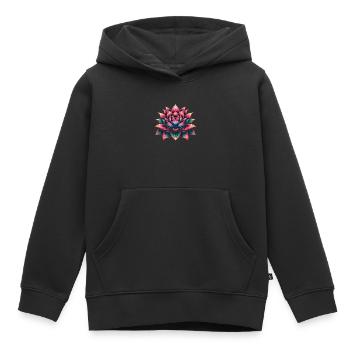 Fleur de lotus - Sweat Premium à capuche enfant bio - noir - Devant - AI Model Kid Male (0cm)