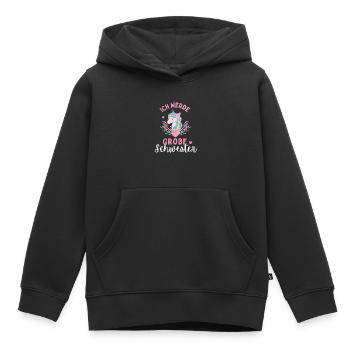 Ich werde große Schwester 2024 Einhorn Loading Süß - Kinder Premium Organic Hoodie - Schwarz - Vorne - AI Model Kid Male (0cm)
