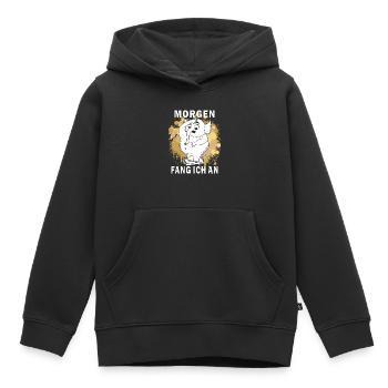 ABNEHMEN MORGEN FANG ICH AN - Kinder Premium Organic Hoodie - Schwarz - Vorne - AI Model Kid Male (0cm)
