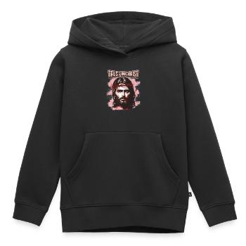 Jesus Christus mit Dornenkrone christlicher Spruch - Kinder Premium Organic Hoodie - Schwarz - Vorne - AI Model Kid Male (0cm)