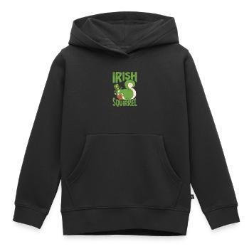 Écureuil irlandais vert mignon St Patricks - Sweat Premium à capuche enfant bio - noir - Devant - AI Model Kid Male (0cm)