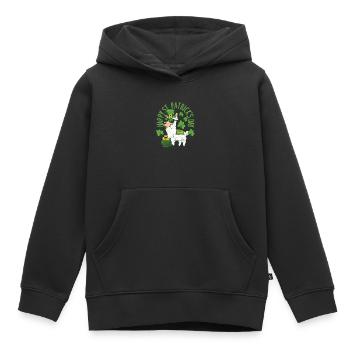 Bonne Saint-Patrick Lama vert alpaga chanceux - Sweat Premium à capuche enfant bio - noir - Devant - AI Model Kid Male (0cm)