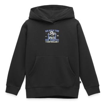 Tour de contrôle piste avion contrôleur de la circulation aérienne costume - Sweat Premium à capuche enfant bio - noir - Devant - AI Model Kid Male (0cm)