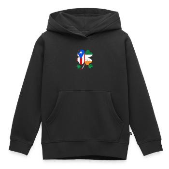 Drapeau portoricain irlandais trèfle d’Irlande - Sweat Premium à capuche enfant bio - noir - Devant - AI Model Kid Male (0cm)
