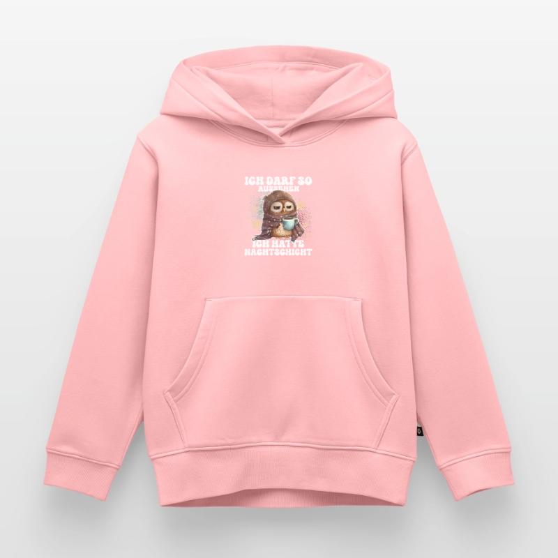 Nachtschicht Eule Kaffee Müde Kinder Premium Organic Hoodie
