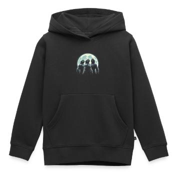 Three Sasquatch Howling Moon - Kids Premium Organic Hoodie - black - Front - AI Model Kid Male (0cm)