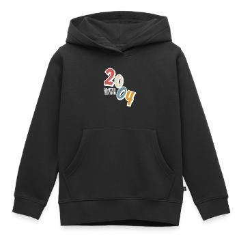 20e anniversaire Millésime 2004 - Sweat Premium à capuche enfant bio - noir - Devant - AI Model Kid Male (0cm)
