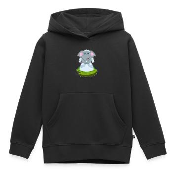 Éléphant voile de mariée mariage - Sweat Premium à capuche enfant bio - noir - Devant - AI Model Kid Male (0cm)