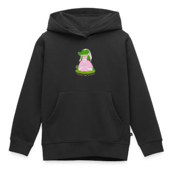 Crocodile voile de mariée mariage - Sweat Premium à capuche enfant bio - noir - Devant - AI Model Kid Male (0cm)