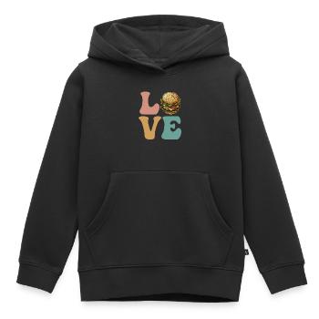 Hamburger Cheeseburger - Sweat Premium à capuche enfant bio - noir - Devant - AI Model Kid Male (0cm)